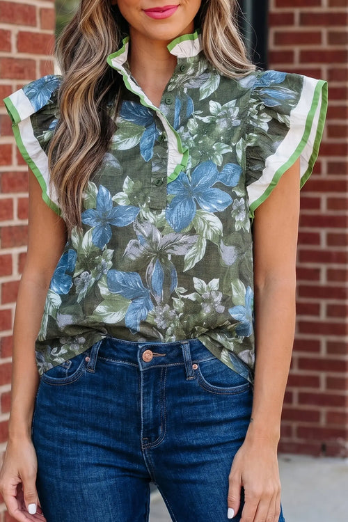 blouse fleurie verte Dear-Lover Dropshipping
