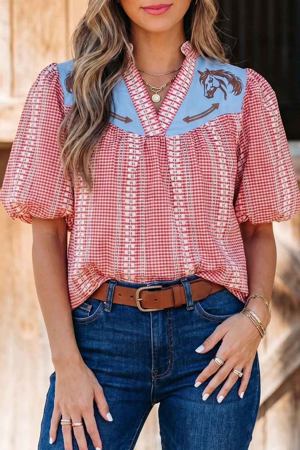 blouse vichy brodée Dear-Lover Dropshipping