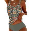 Maillot de bain une pièce imprimé floral bohème pour femme, style élégant et féminin