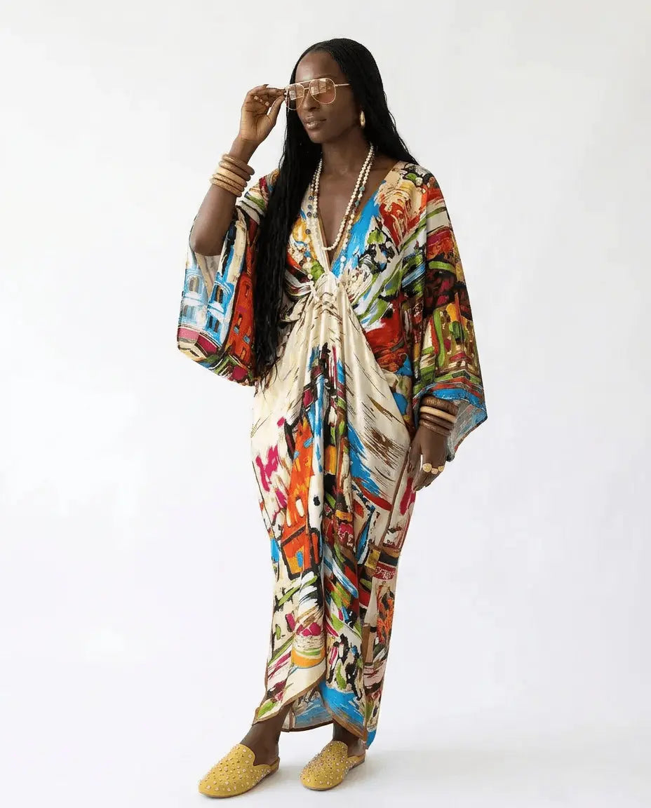 Lively Printed Bohemian Maxi Dress-0