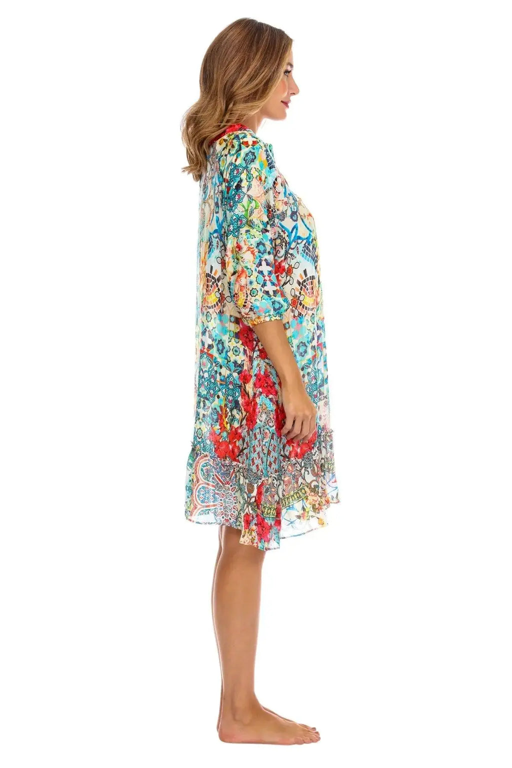 Women Bohemian Vintage Printed Ethnic Style Summer Dress-2