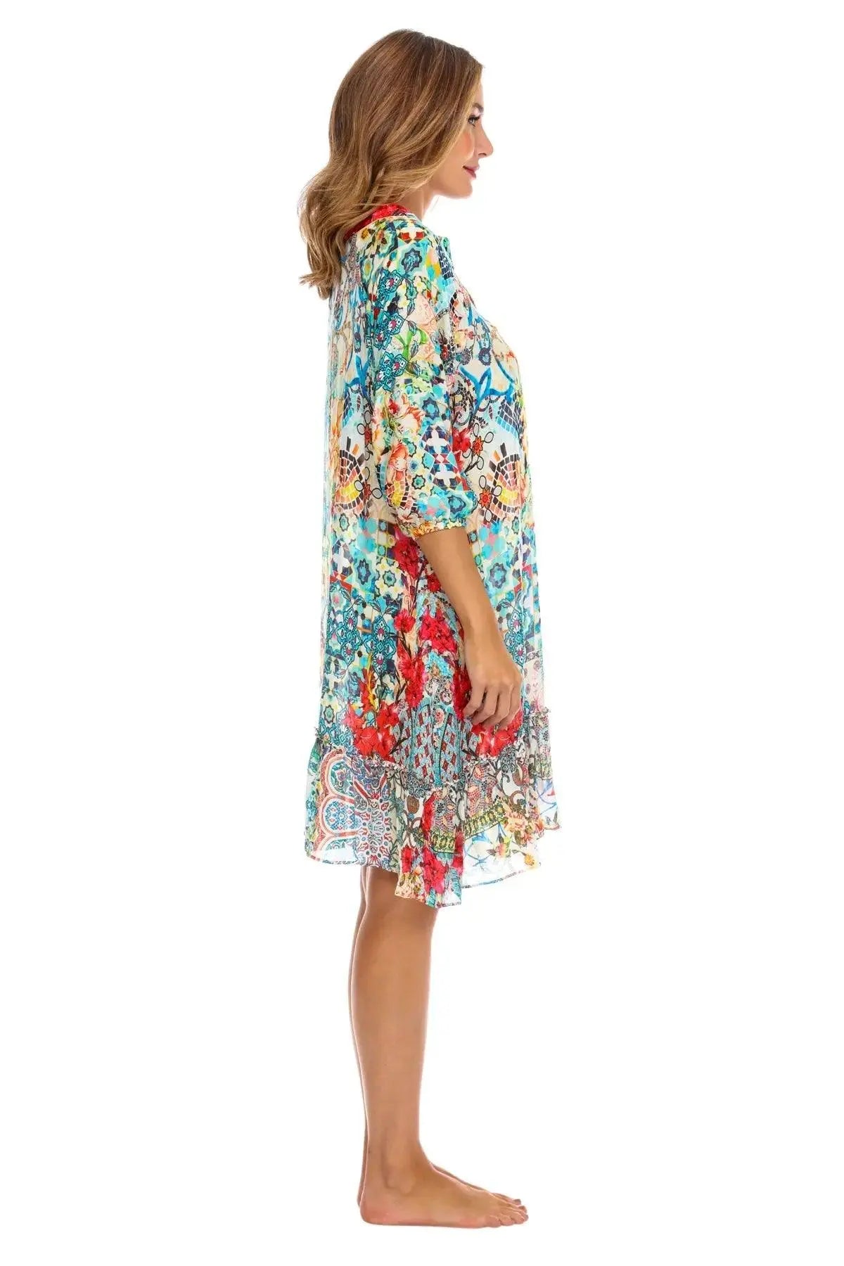 Women Bohemian Vintage Printed Ethnic Style Summer Dress-2