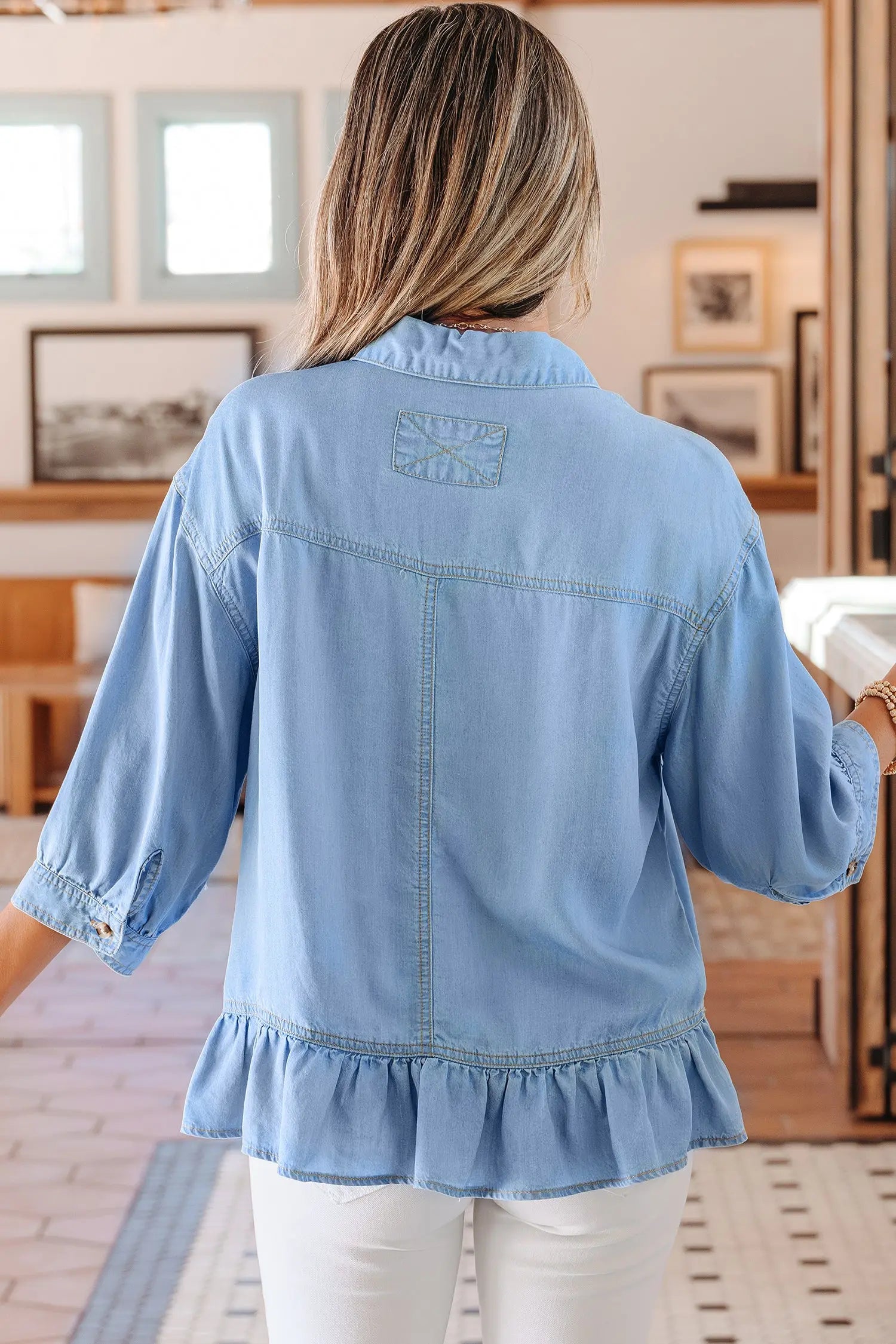 chemise chambray à volants Dear-Lover Dropshipping