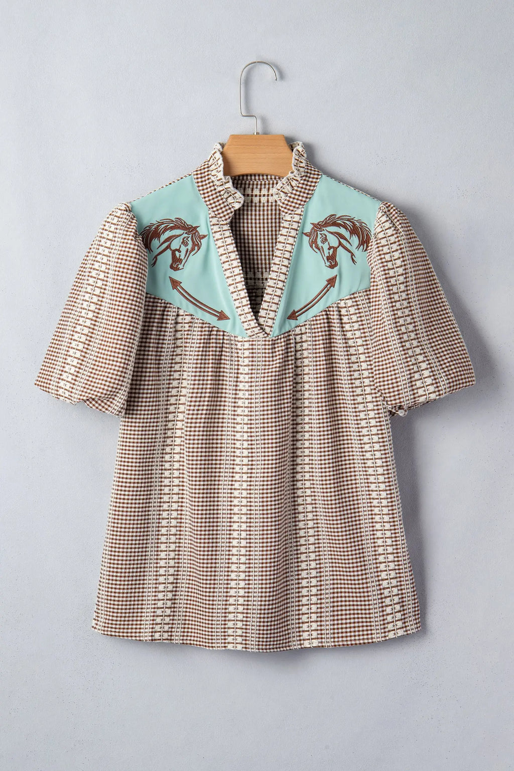 blouse vichy brodée Dear-Lover Dropshipping