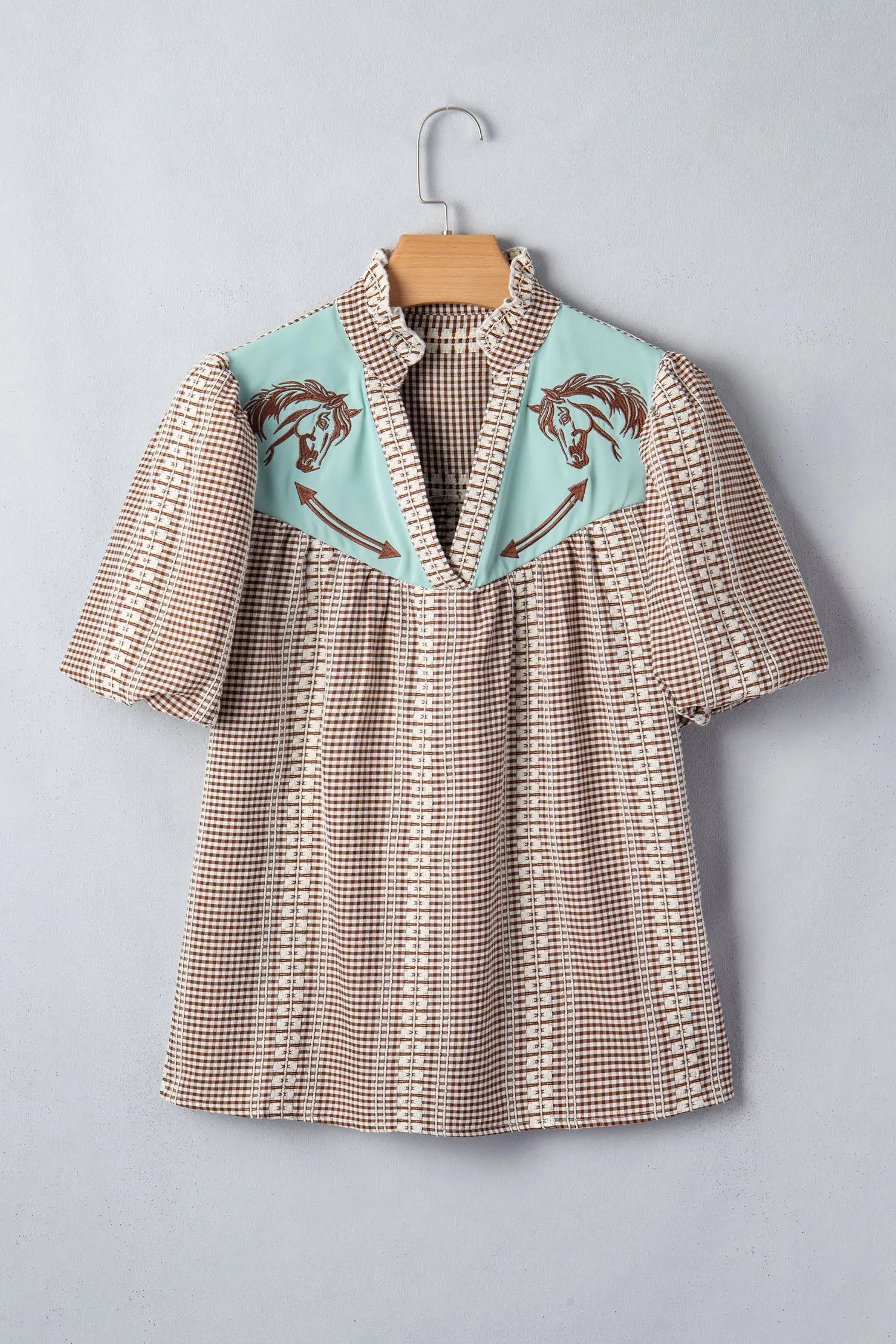 blouse vichy brodée Dear-Lover Dropshipping