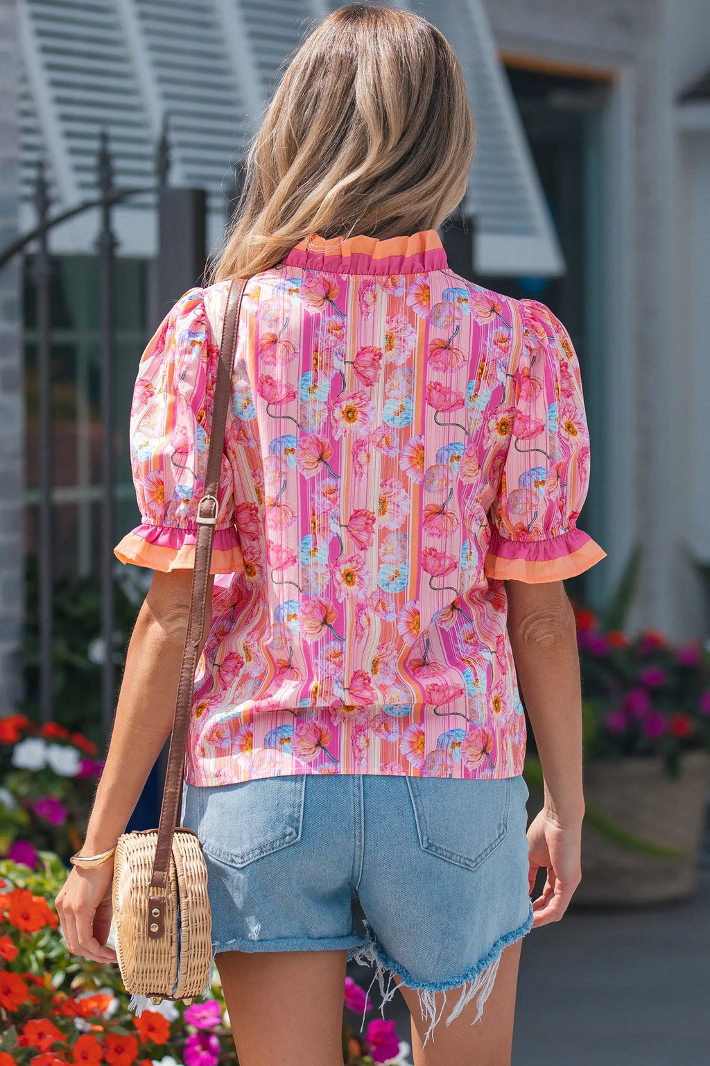 blouse rayée fleurie rose Dear-Lover Dropshipping