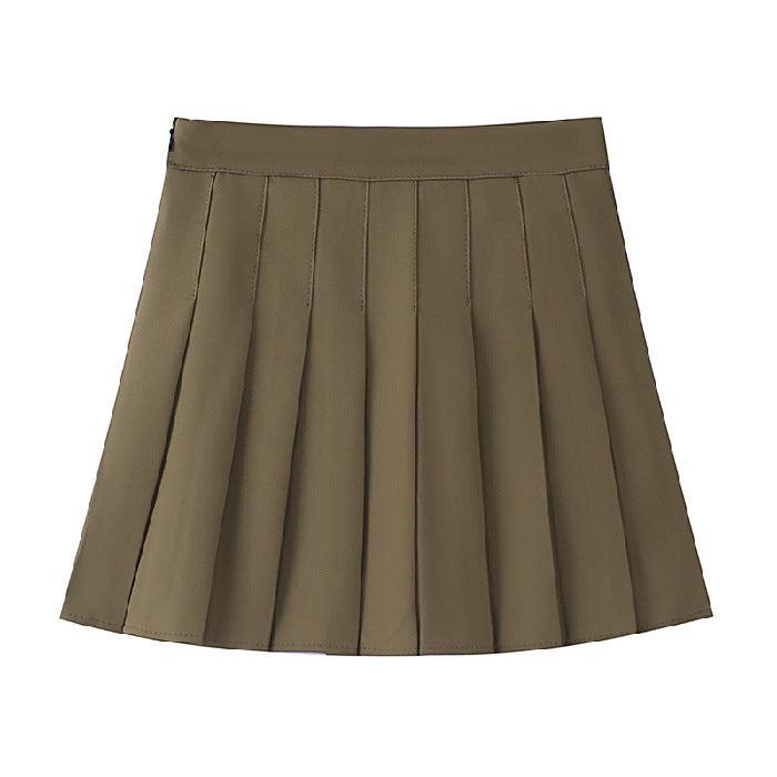 Jupe plissée verte claire, style féminin élégant, taille élastiquée, mode femme