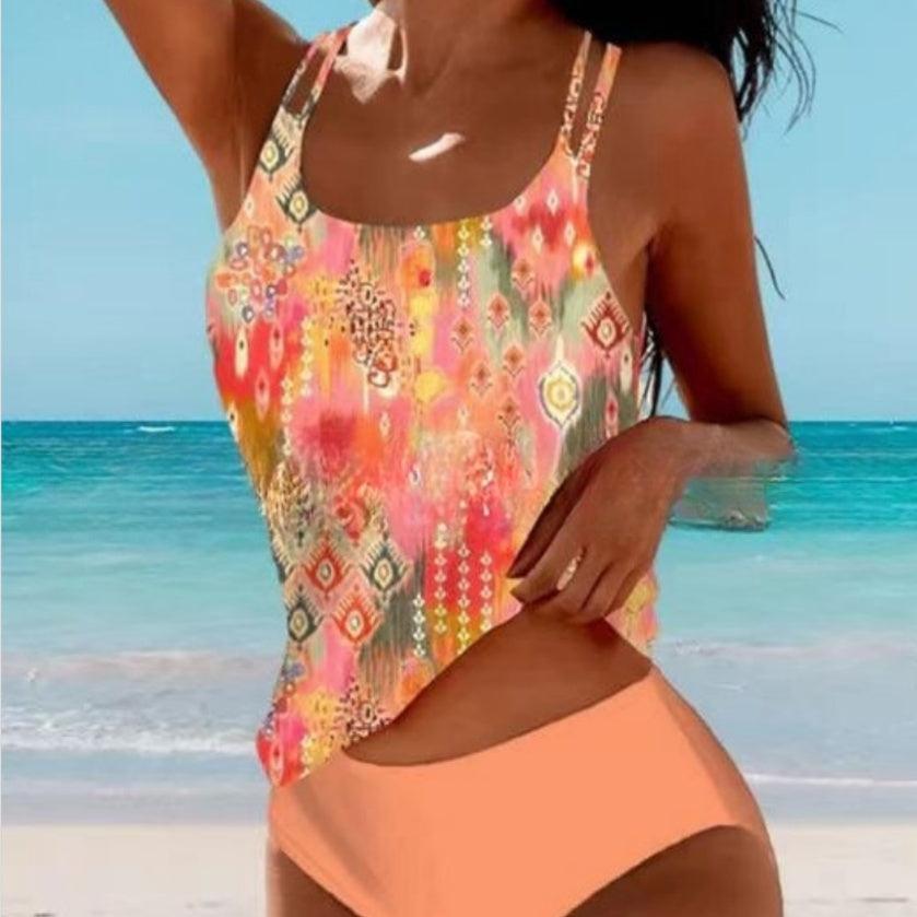 Maillot de bain une pièce imprimé bohème coloré pour plage, mode féminine été