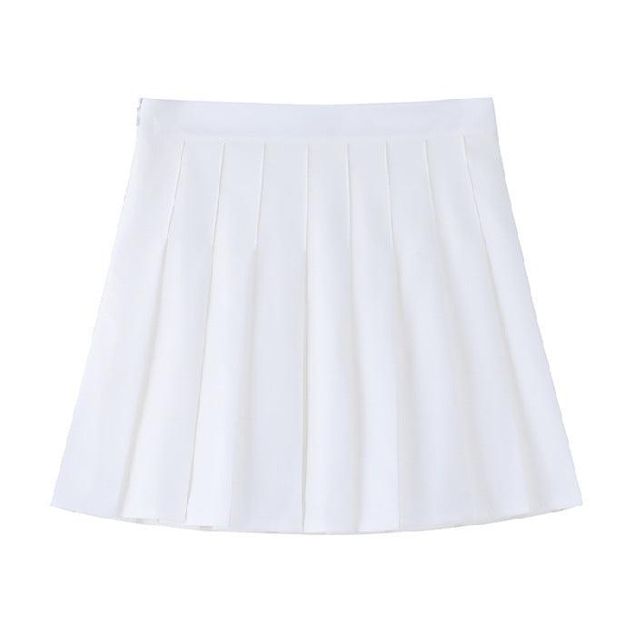 Jupe blanche plissée courte, style féminin élégant, mode femme