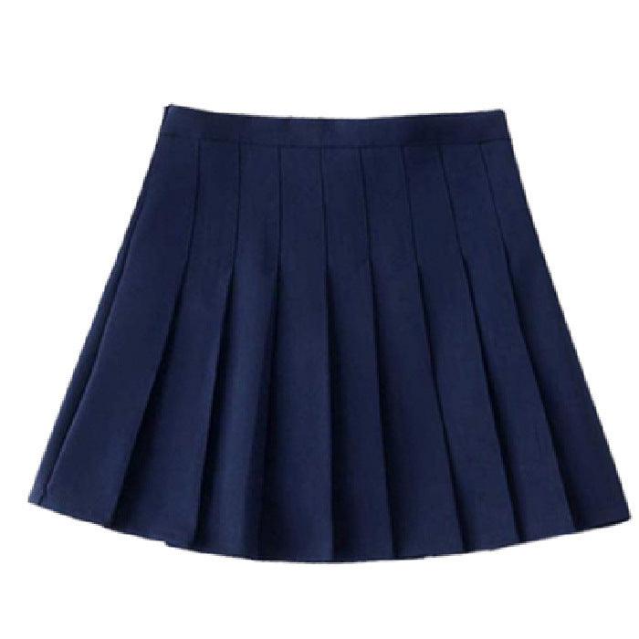 Jupe plissée bleu marine élégante, style féminin, pour toutes les occasions