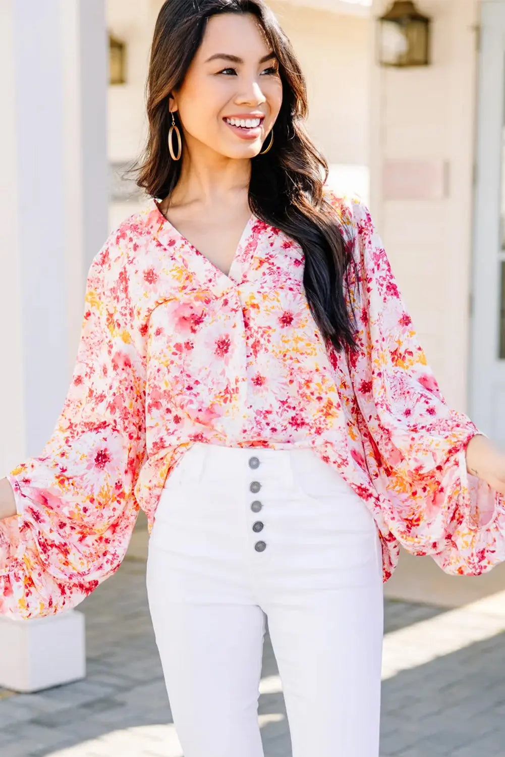 blouse fleurie rose Dear-Lover Dropshipping