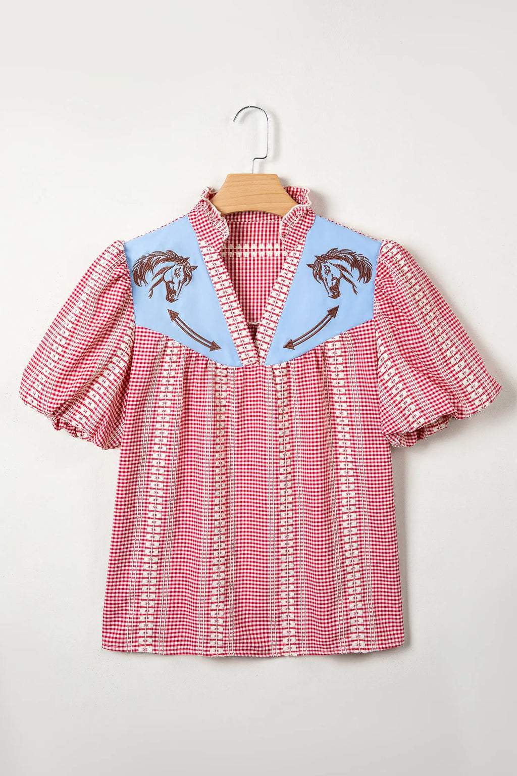 blouse vichy brodée Dear-Lover Dropshipping