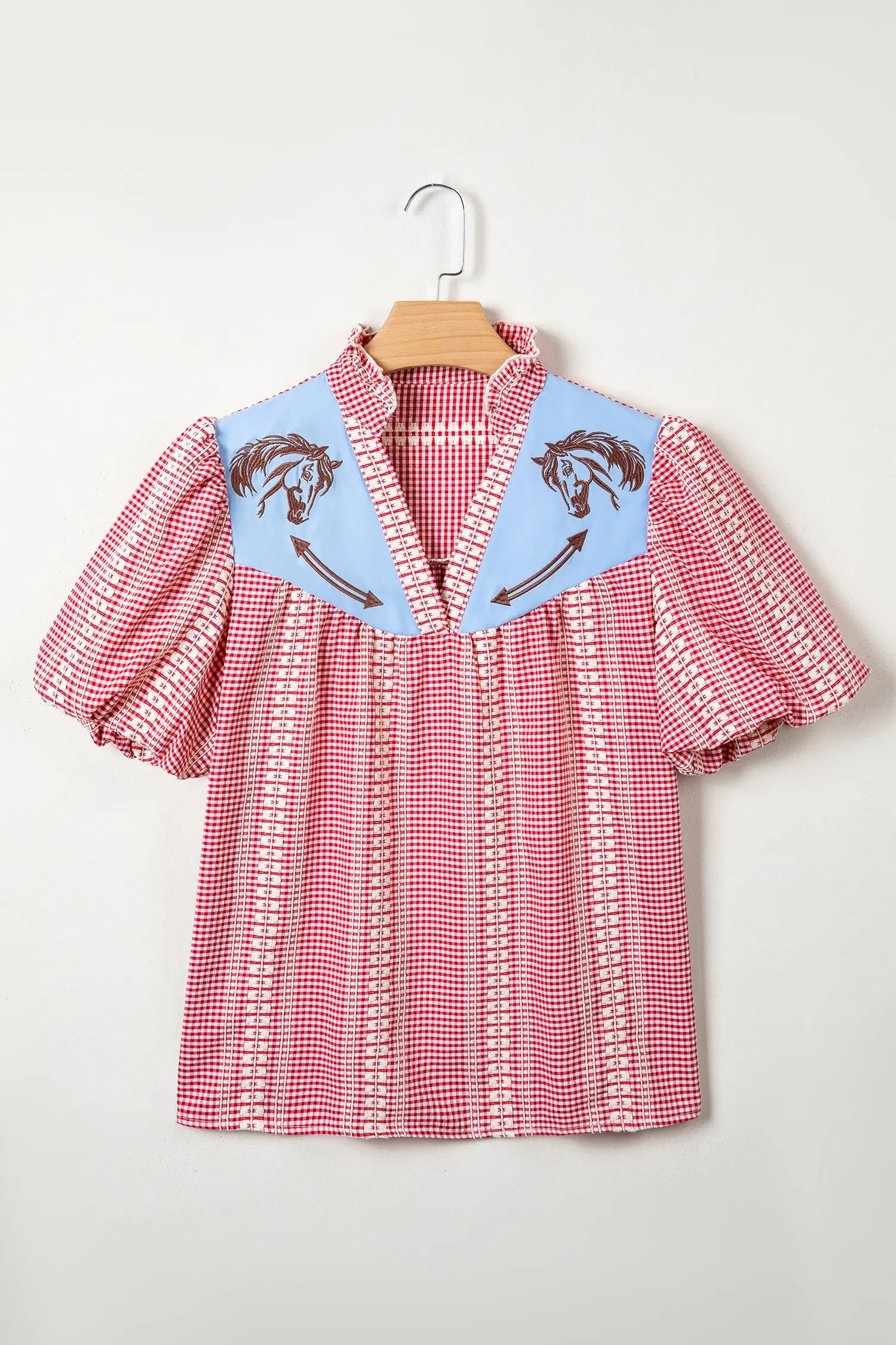blouse vichy brodée Dear-Lover Dropshipping
