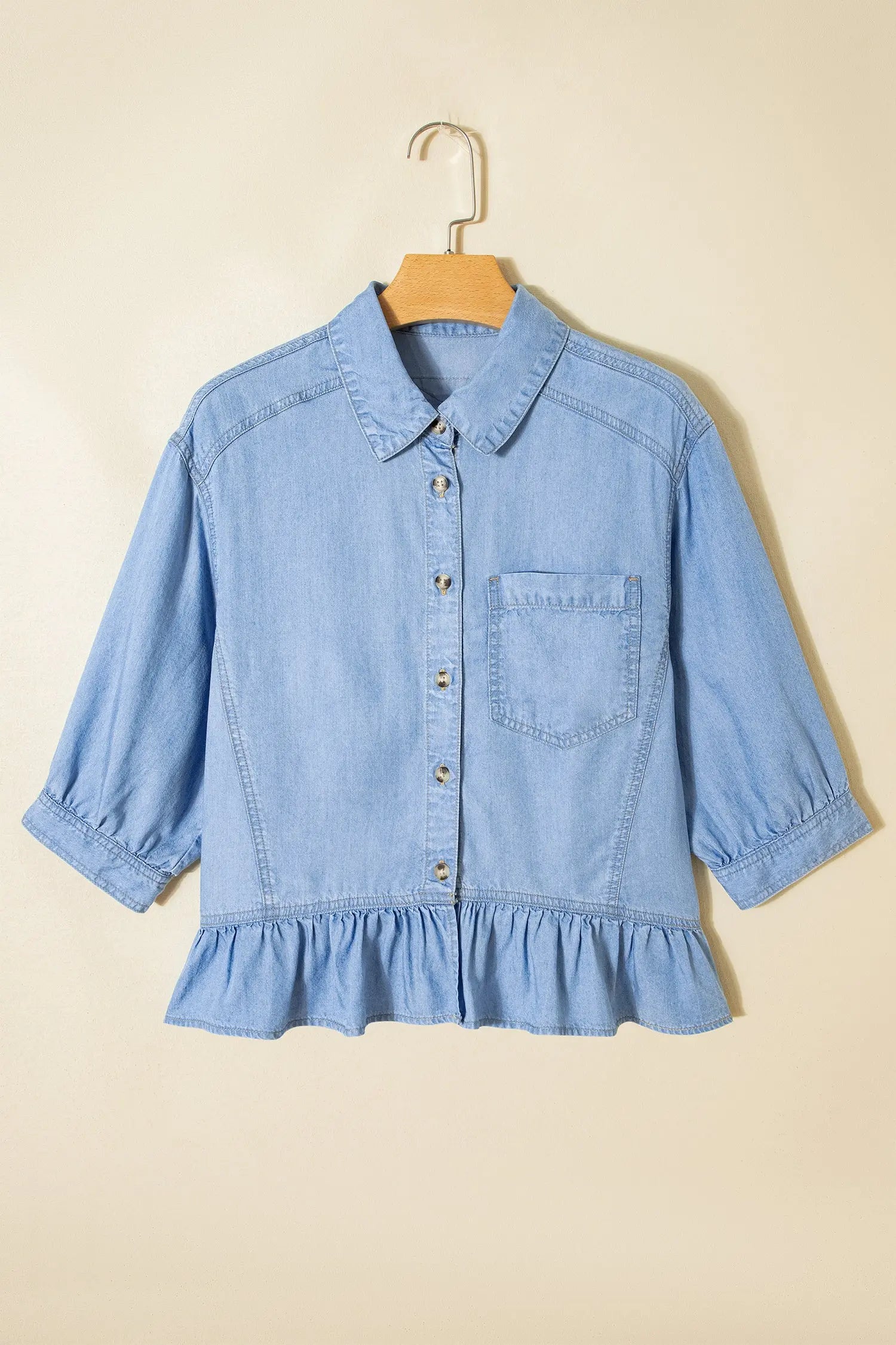 chemise chambray à volants Dear-Lover Dropshipping