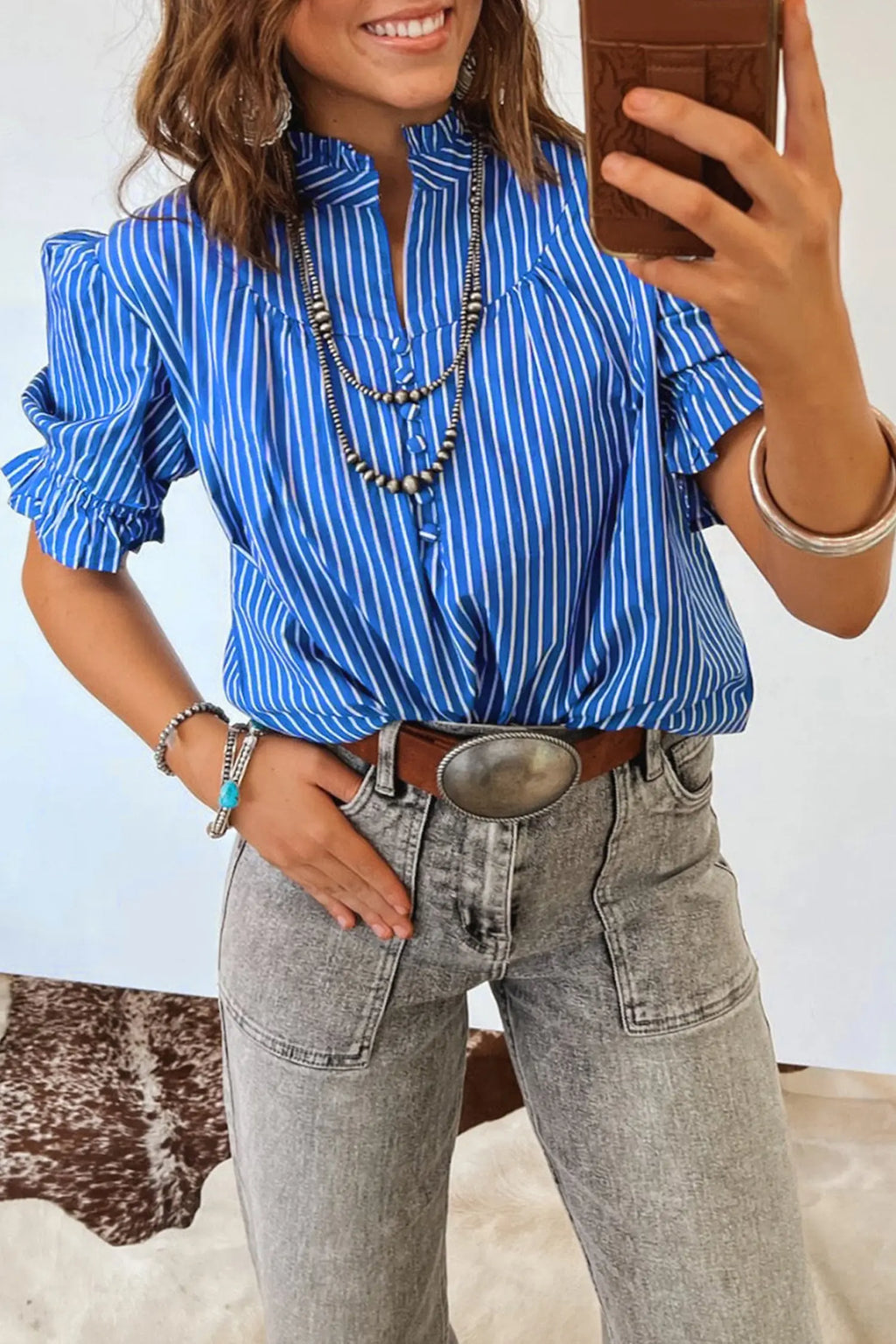 blouse rayée à volants Dear-Lover Dropshipping