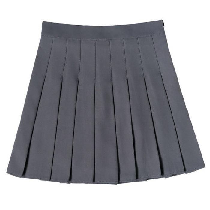 Jupe plissée grise élégante, style féminin, taille élastiquée, mode femme