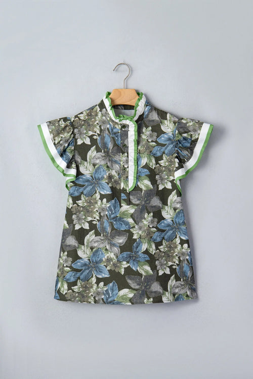 blouse fleurie verte Dear-Lover Dropshipping