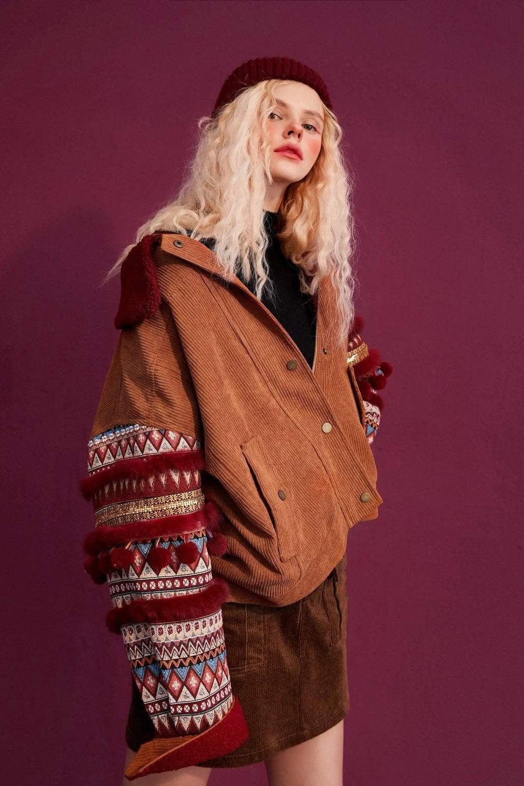 Bohemia Corduroy Single Breasted Casual Padded Coat Women,Winter ELF Full Sleeve Korean Female Warmness Outwears-4