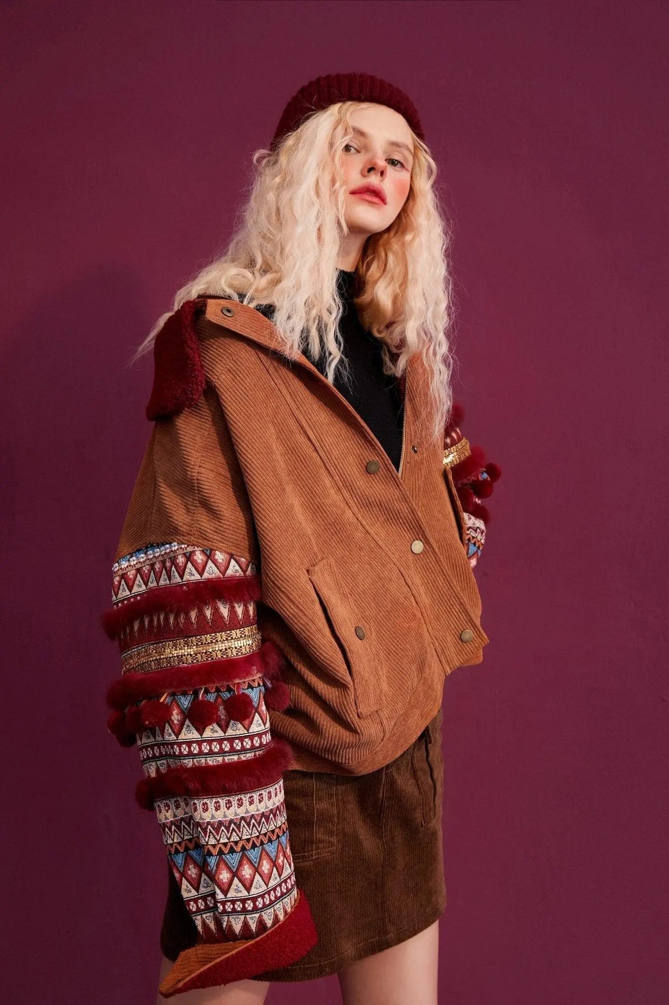 Bohemia Corduroy Single Breasted Casual Padded Coat Women,Winter ELF Full Sleeve Korean Female Warmness Outwears-4