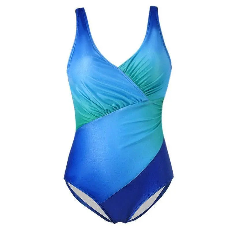 Maillot de bain une pièce dégradé bleu turquoise pour femme, style élégant et féminin