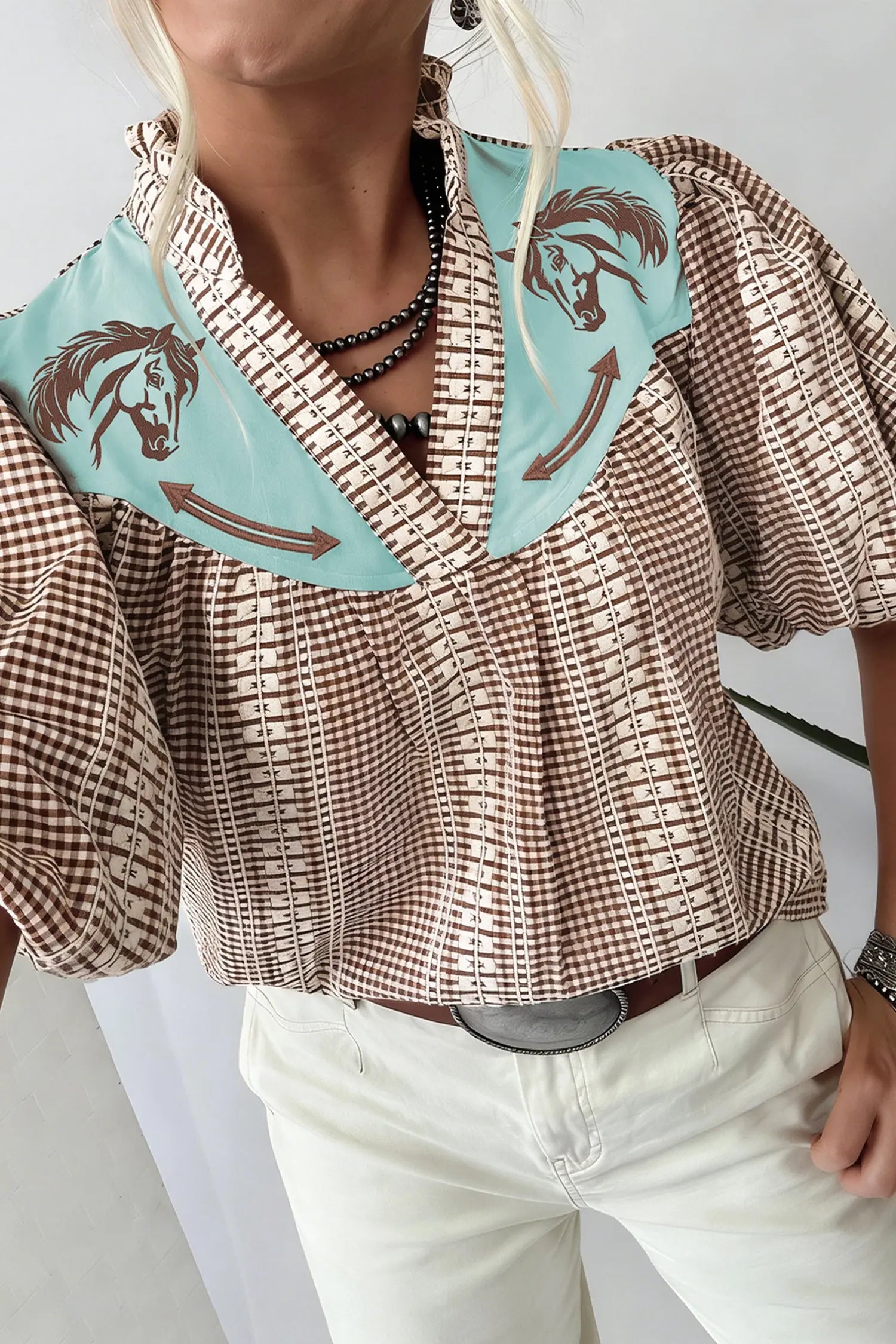 blouse vichy brodée Dear-Lover Dropshipping