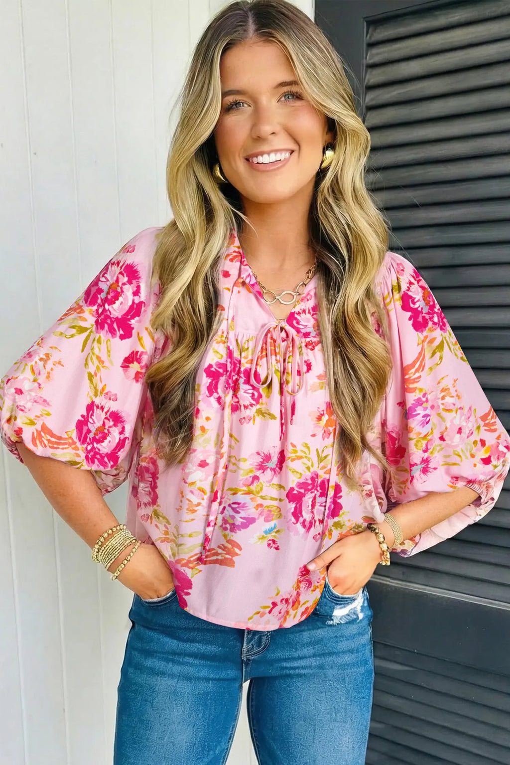 blouse fleurie rose Dear-Lover Dropshipping