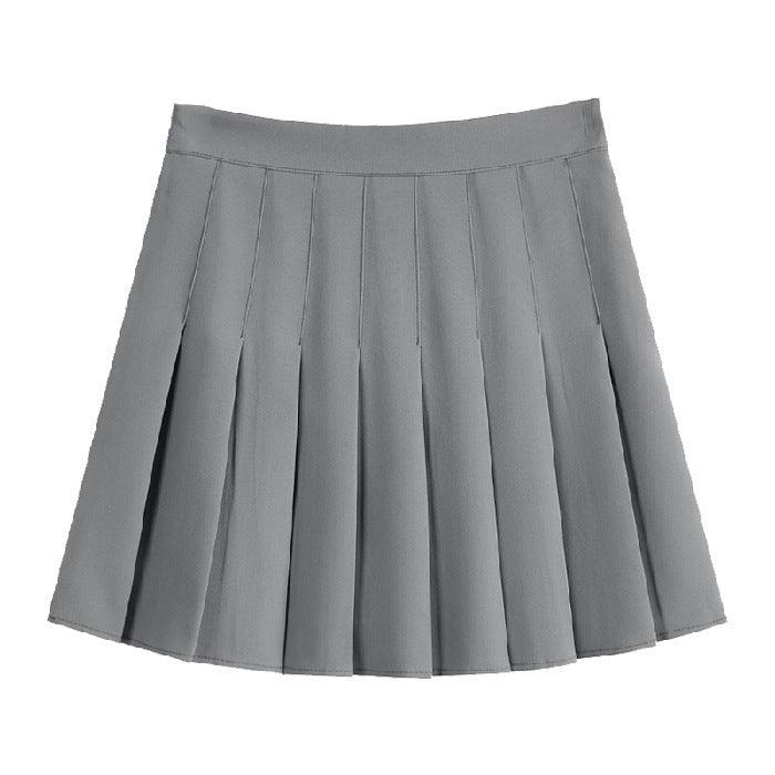 Jupe plissée grise élégante, style féminin, taille élastiquée, pour toutes les occasions