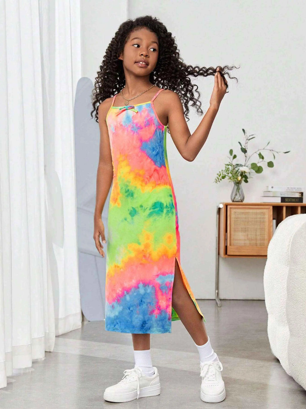 neon-splash-multicolor-tie-dye-spaghetti-midi-dressyooneck-1460668 - elegance intemporel