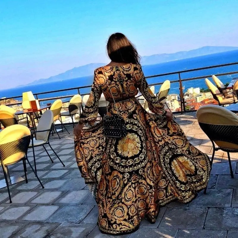 Womens Maxi Dress Sexy Paisley Party Dress Robe Clubwear-4