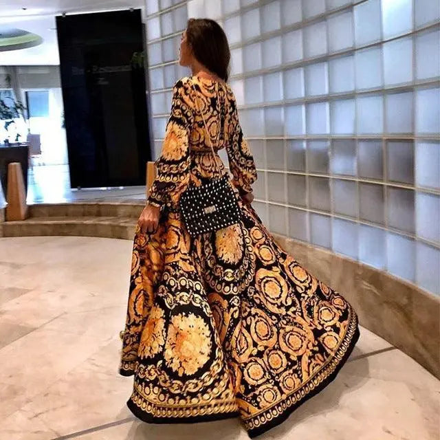 Womens Maxi Dress Sexy Paisley Party Dress Robe Clubwear-1