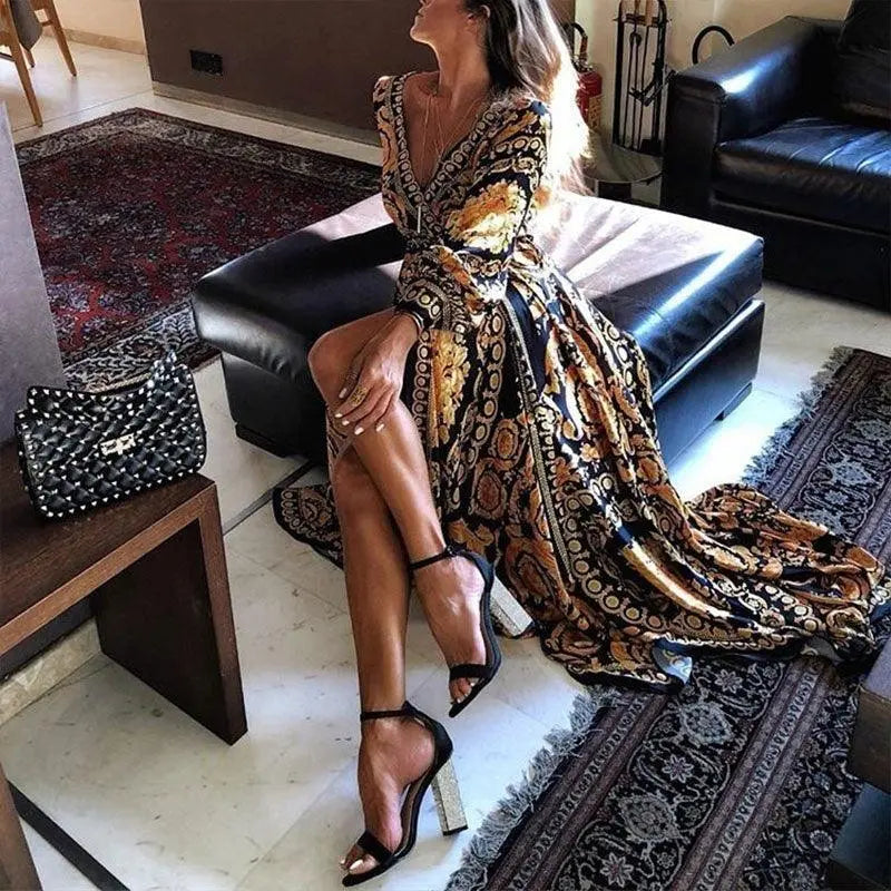 Womens Maxi Dress Sexy Paisley Party Dress Robe Clubwear-3